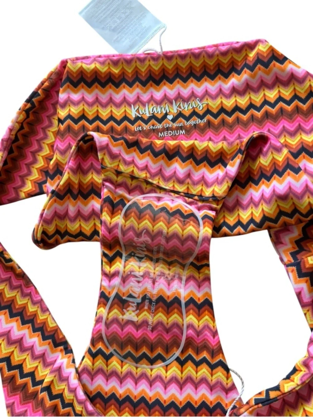 Kulani Kinis Waves of Fun Pink Multi Chevron Low-Rise Bikini Bottoms